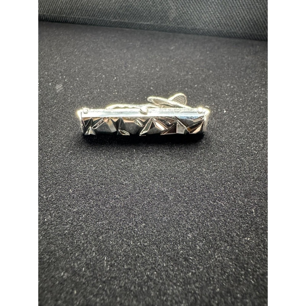 Sarah Coventry Tie Bar Clip Vintage Faceted Hematite 50s 60s
